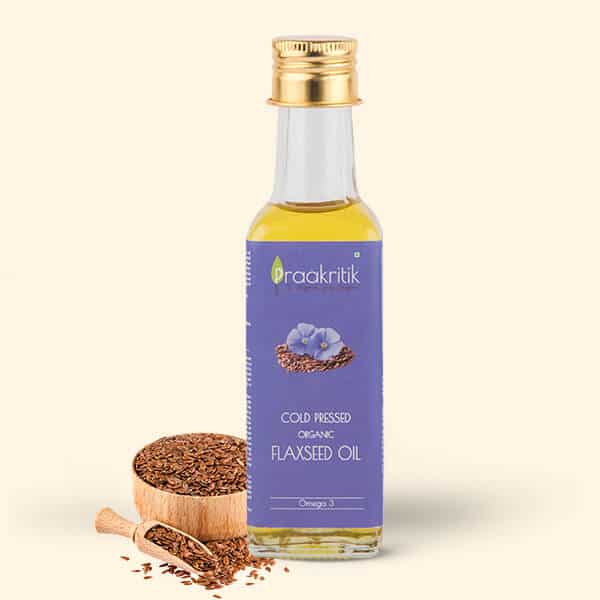 Flax Seed Oil | Omega 3 - USDA Organic - Cold Pressed - Praakritik - 100ml
