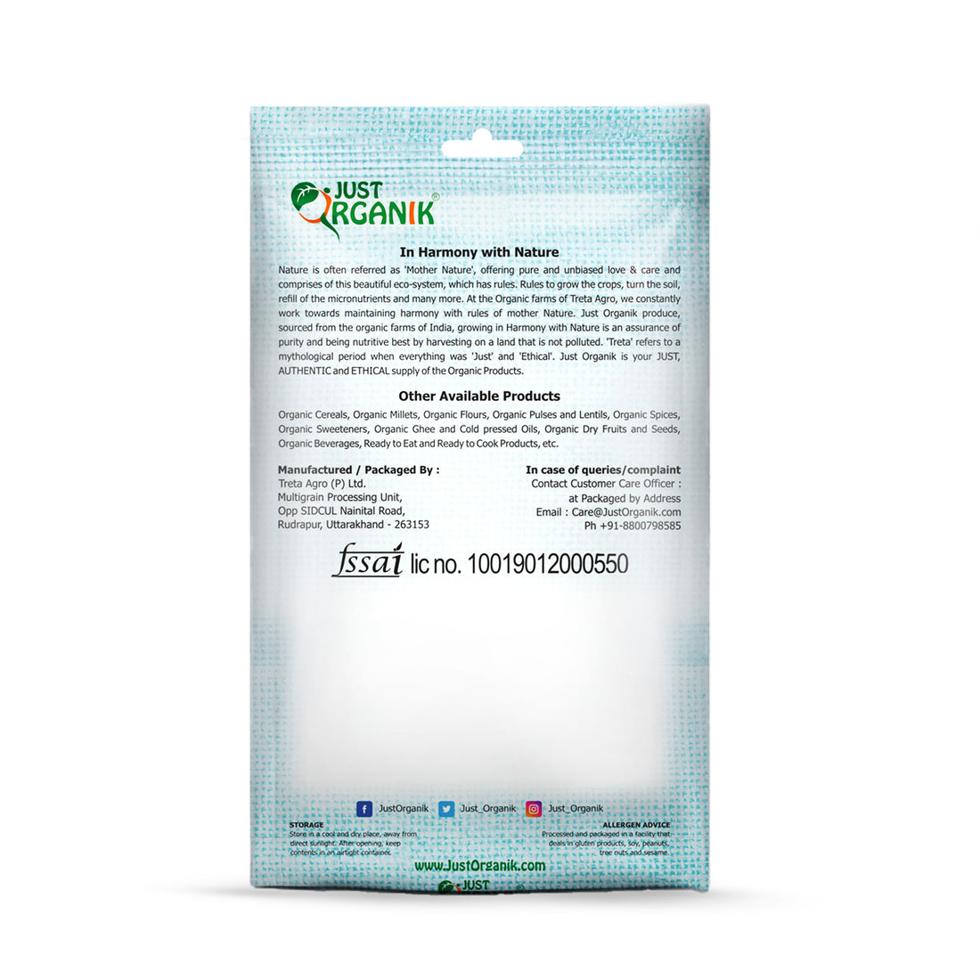 Millet Flour | Foxtail Millet Flour - USDA Organik - Just Organik - 500gm
