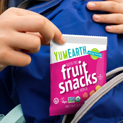 Fruit Snacks Tropical | Raspberry, Mango, Pineapple Flavour - USDA Organic - Vegan, Gluten Free, Non GMO &amp; No High Fructose Corn Syrup Or No Artificial Dyes - Yum Earth - 198gm