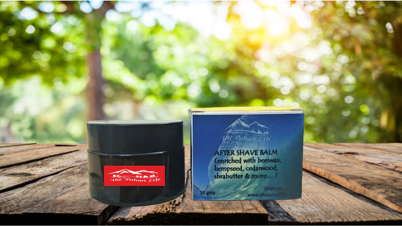 Balm | After Shave Balm (Enriched With Beeswax, Hempseed, Cedarwood, Sheabutter &amp; More) - 100% Natural &amp; Certified Organic Ingredients - Vegan - The Pahari Life - 25gm
