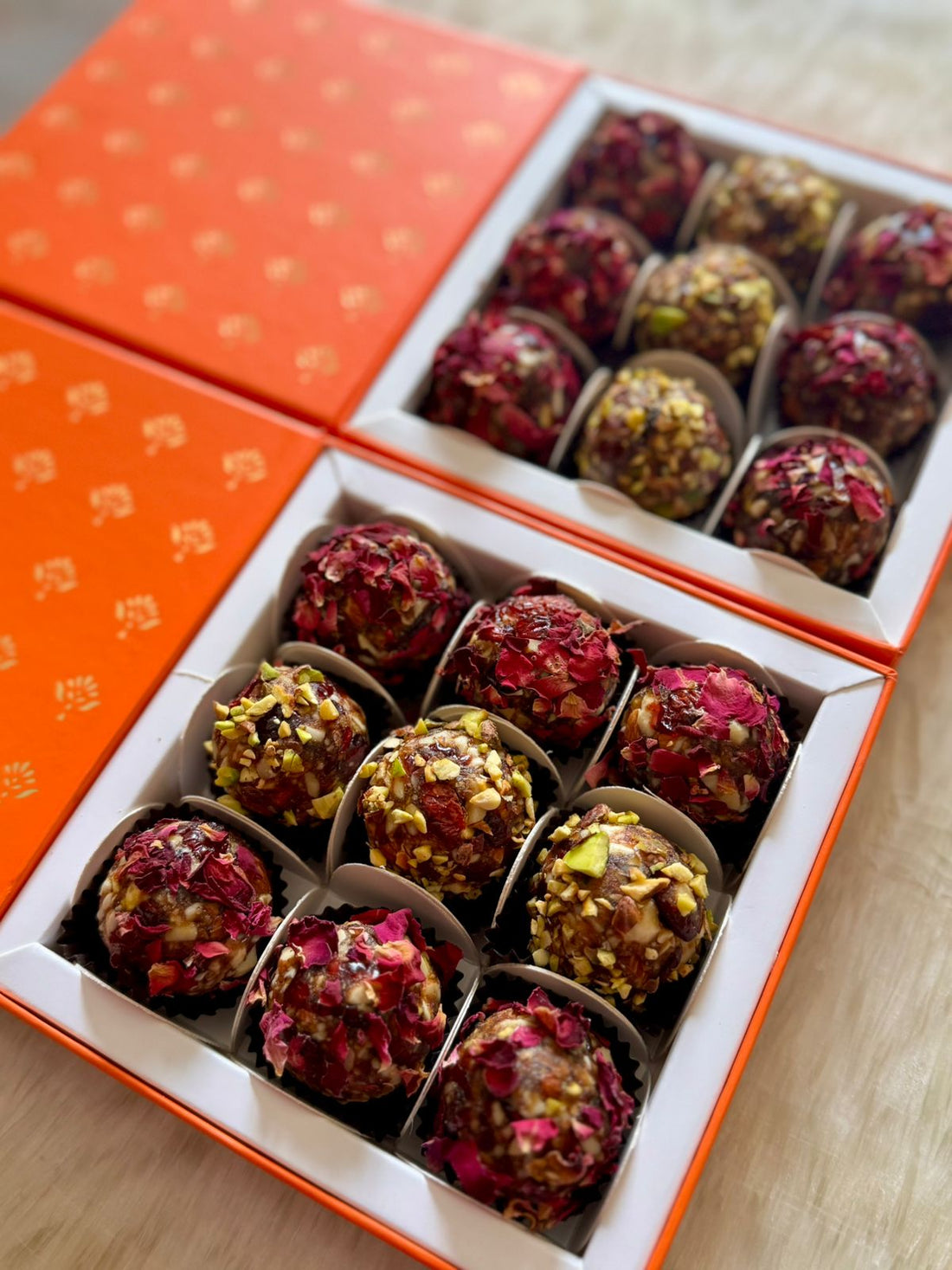 Fusion Ladoo Box - Naturally Sweeteend With Dates Only - Flourless - Vegan, Gluten Free, No Added Colors &amp; Preservatives Free - Box Of 9