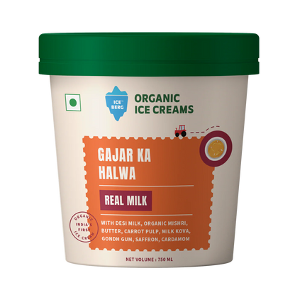 Ice Cream | Gajar Ka Halwa Ice Cream (Made From Real Milk, Gondh Gum, Organic Butter,  Gajar Ka Halwa ) - Churned with authentic &amp; Real ingredients - Iceberg Organic Ice Cream - 750ml