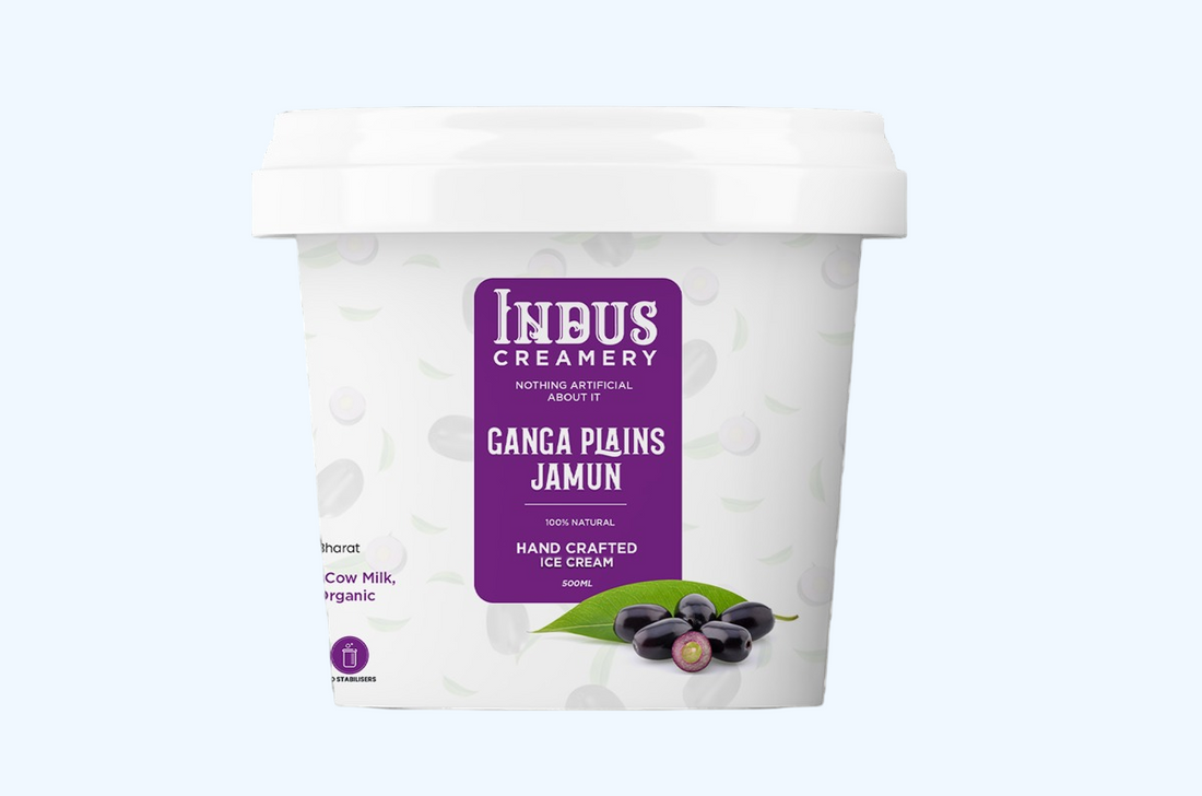 Ice Cream | Ganga Plains Jamun Ice Cream – Hand Crafted Ice Cream – 100% Natural – No Added Preservatives, No Oil Fat & No Stabilisers – INDUS CREAMERY – 500ml