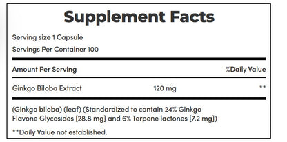 Ginkgo Biloba | 120mg - Herbal Health - Supports Healthy Brain Function &amp; Circulation - Gluten Free, No Artificial Flavor, Sugar Free, Dairy Free, No Soy &amp; Sodium Free - Nature&