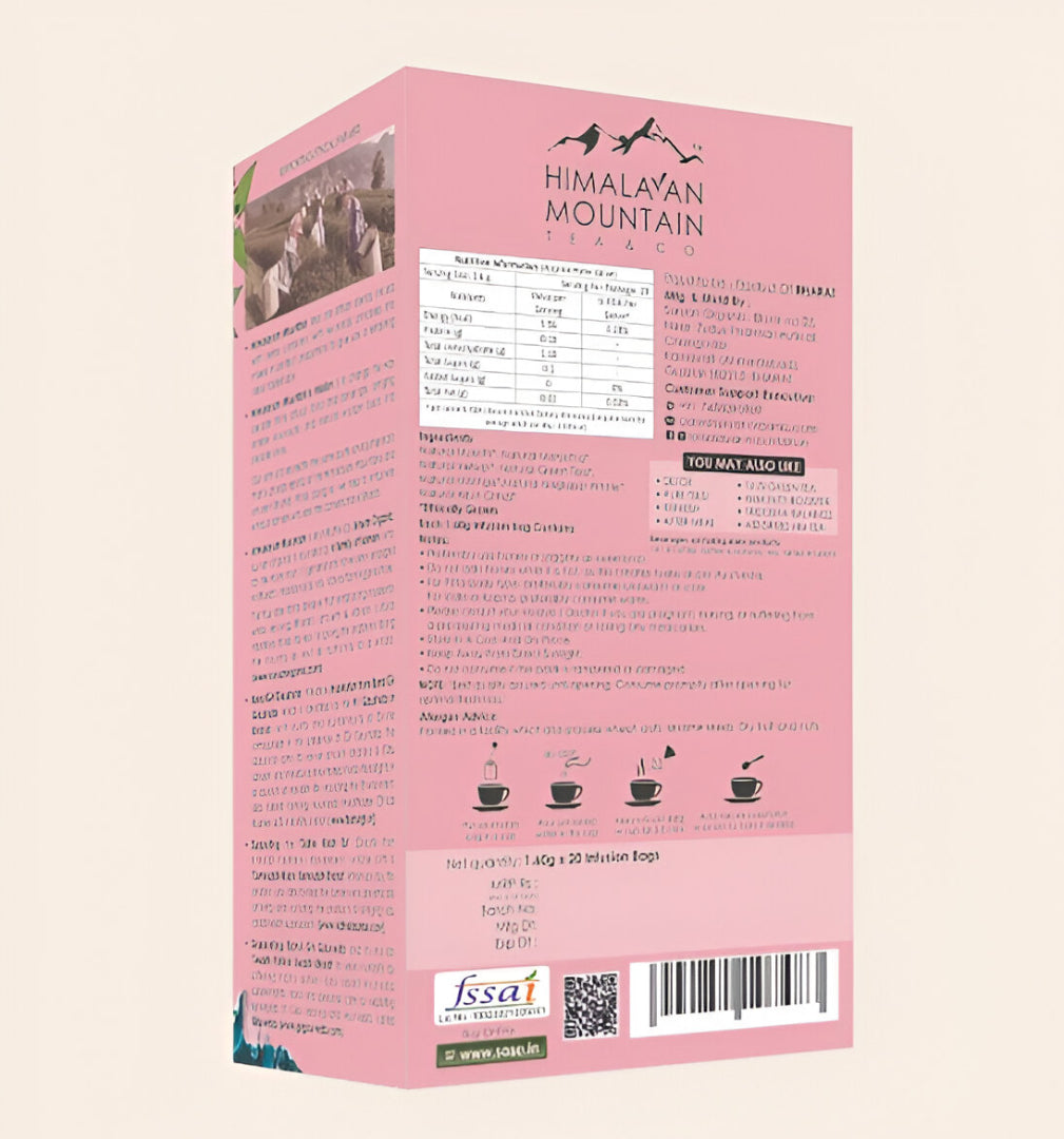 Tea | Glowing Skin (Made With Ethical &amp; Natural Herbs) - Manjistha - Mulethi Khus (Vetiver - Green Tea - Removes Acne, Pimples, Alleviates Skin Diseases &amp; Also Helps With Sleep Disorder - Himalayan Mountain – 1.60g x 20 Infusion Bags