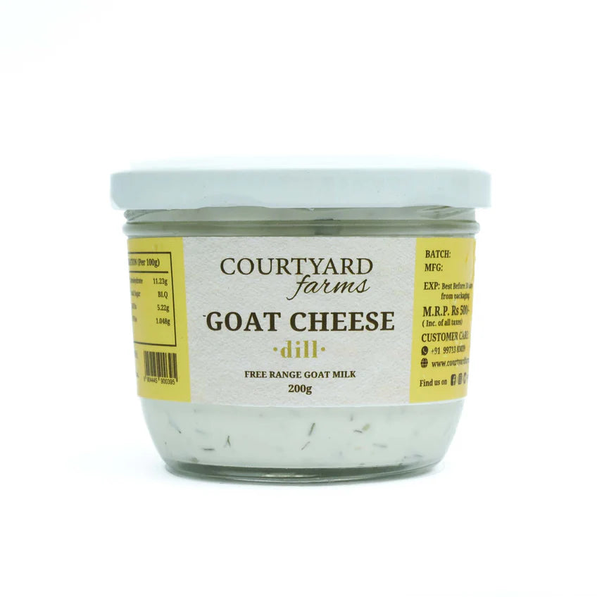 Cheese | Goat Cheese (With Fresh Dill and Herbs) - Free Range Goat Milk - No Added Preservatives - Courtyard Farms - 200gm