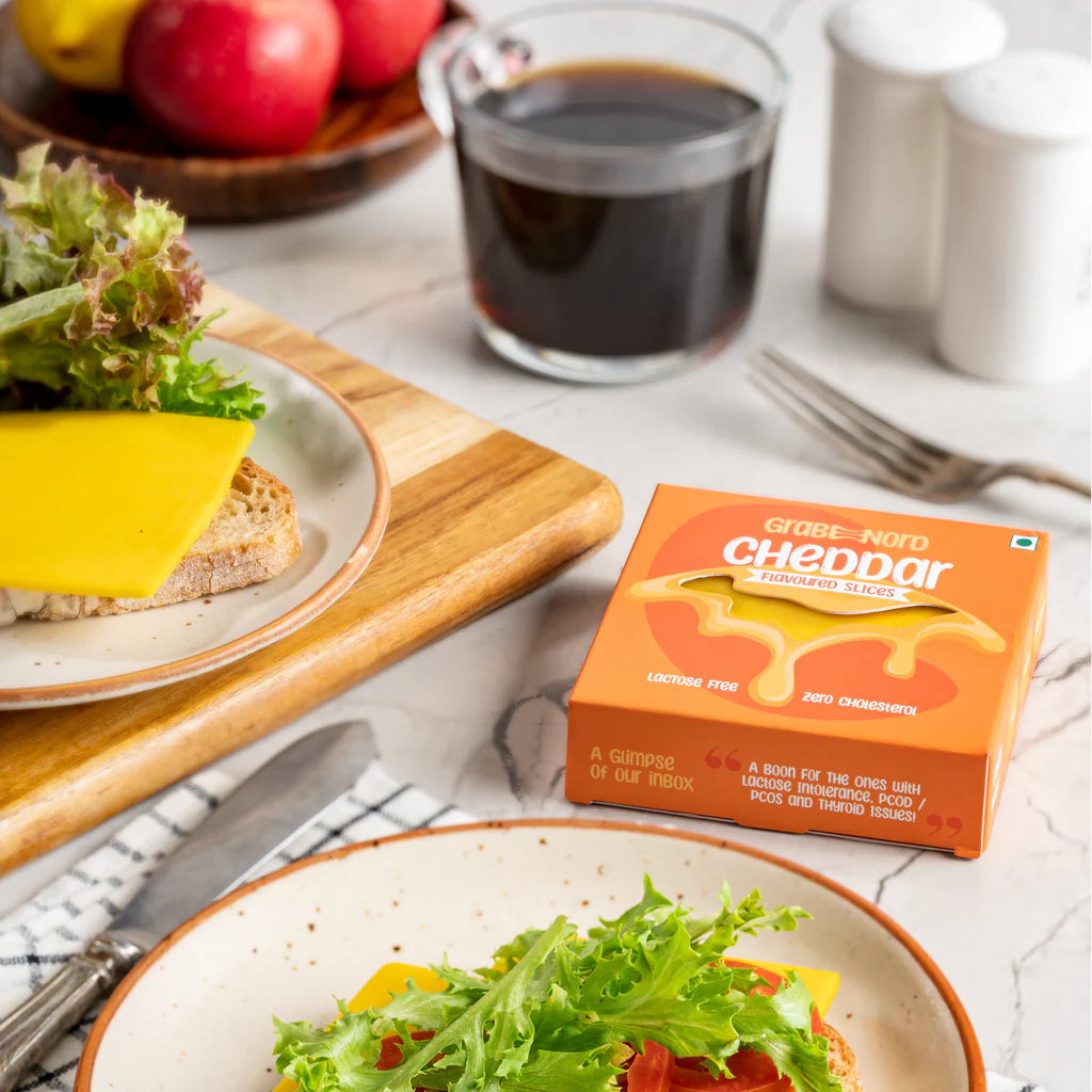 Cheddar Cheese | Block (Made With Cashew) – Vegan, Gluten Free, Cruelty Free, Cholesterol Free & Dairy Free – Grabenord – 200gm