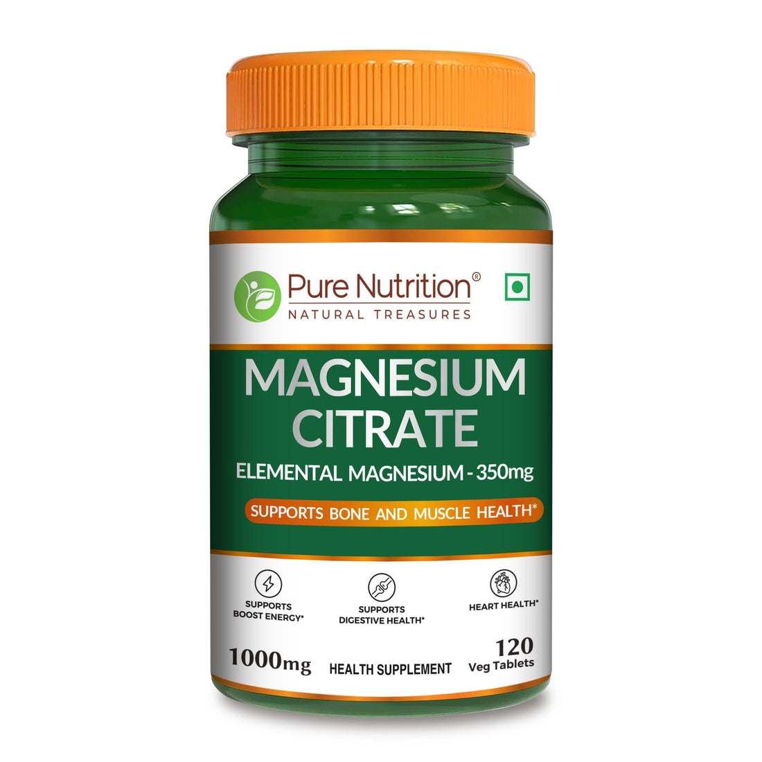 Magnesium Citrate | Supports Digestion and Reduces Muscle Cramps - Pure Nutrition - 1000mg - 120 Tablets