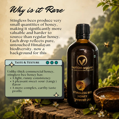 Honey |Stingless Bee Honey-Pure, Natural &amp; Premium Quality Honey-Supports Immune Health ,   - Vartoh Organic – 139gm