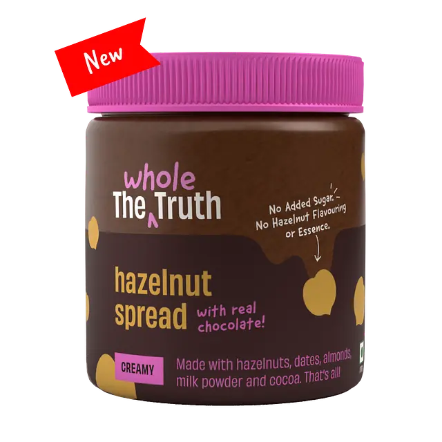 Hazelnut Spread | Creamy - (Made With Hazelnut Dates Almond Milk Powder &amp;amp; Cocoa) - Natural – No Added Sugar, No Preservatives, No Artificial Sweeteners – The Whole Truth –  200gm