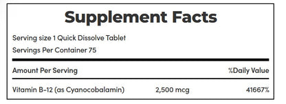 Vitamin B-12 | 2500mcg - Energy Health - Aids In The Conversion Of Food Into Energy - Gluten Free, No Artificial Flavor, Sugar Free, Dairy Free, No Soy &amp; Sodium Free - Nature&