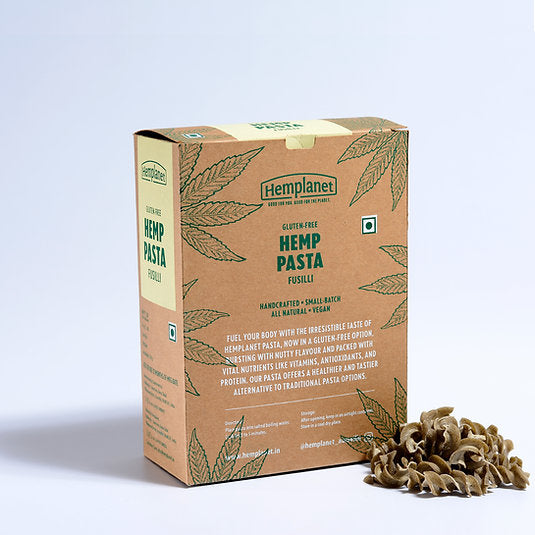 Pasta | Hemp Fusilli Pasta - Handcrafted - All Natural - Veagn, Gluten Free, No Additives &amp; No Added Preservatives - Hemplanet - 200gm