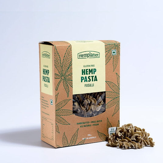 Pasta | Hemp Fusilli Pasta - Handcrafted - All Natural - Veagn, Gluten Free, No Additives &amp; No Added Preservatives - Hemplanet - 200gm