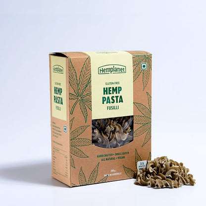 Pasta | Hemp Fusilli Pasta - Handcrafted - All Natural - Veagn, Gluten Free, No Additives &amp; No Added Preservatives - Hemplanet - 200gm