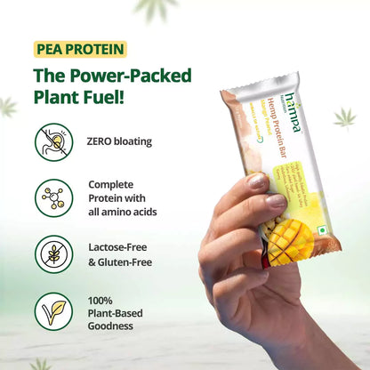 Bar | Hemp Protein Bar (Mango Peanut) - 10g Protein - 100% Plant Based - Vegan, Gluten Free. Lactose Free, No Whey &amp; No Added Sugar - Hampa - 50gm
