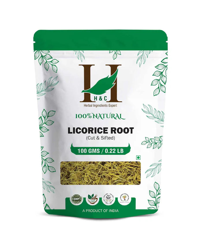 Licorice l Cut & Sifted (Mulethi Root) - 100% Natural - H&C - 100gm
