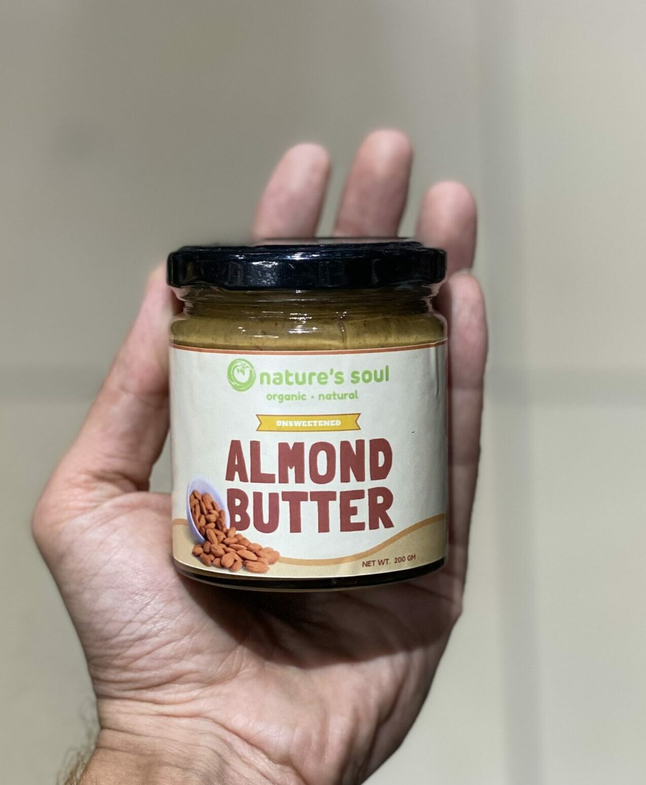 Almond Butter | Unsweetened (Made from Certified Organic Almonds) – Nature’s Soul – 200gm