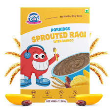 Porridge | Sprouted Ragi Mango Porridge Mix - Healthy Baby Porridge - Natural Food -  No Sugar , No Salt - No Artificial Preservatives &amp; Flavours - Bebe Burp- 200gm