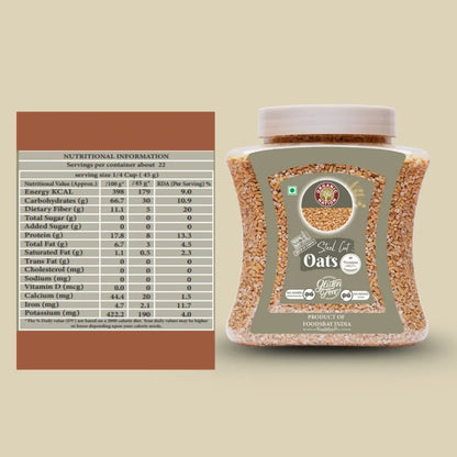 Oats| Steel Cut Oats (Whole Grain Oats ) - Gluten Free-100% Natural High In Fiber-Vegan &amp; Natural-No Added Preservatives, No Added Sugar - Organic Nation - 1000gm