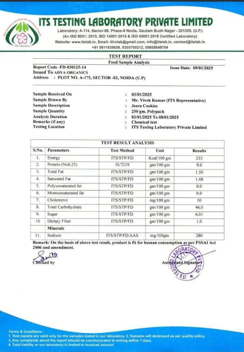 Cookies | Jeera Cookies - Gluten Free, No Wheat, No Maida, Preservatives Free &amp; No Additives, Fillers, Binders &amp; No Refined Sugar  - Adya Organic - 100gm