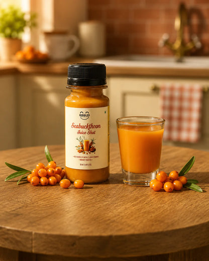 Juice| Seabuckthorn Juice Shot – High Vitamin C , Immunity, Skin &amp; Heart Health - 100% Natural &amp; No Added Sugar - Giggles - 240ml