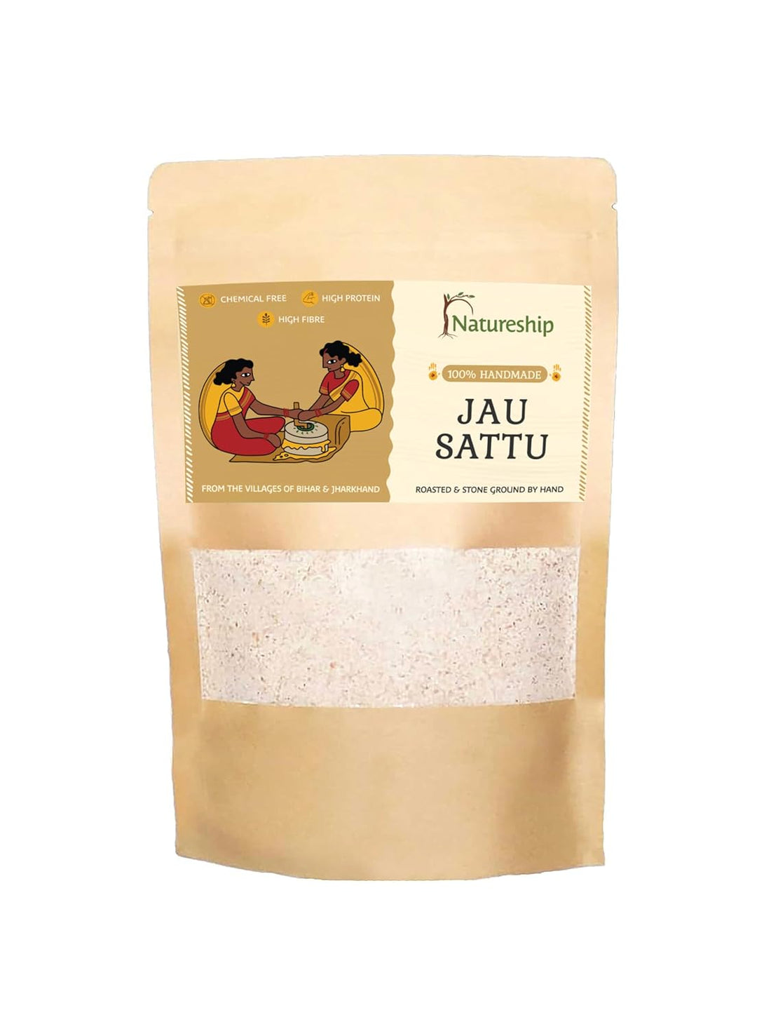 Barley/ Jau Sattu | Hand Roasted & Stone Ground Barley/Jau Sattu – Natural - Indian - Natureship – 500gm
