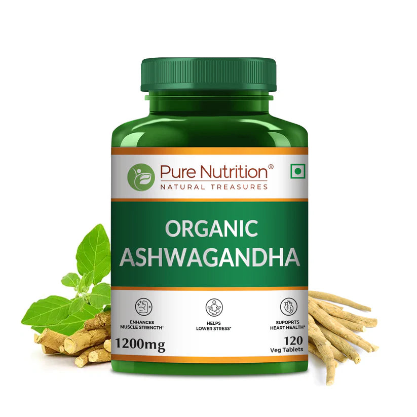Ashwagandha Tablets | 1200mg – For Strength And Stamina – Organic – Supports Stress Management, Sleep, Fertility, Immunity, Vitality And Strength – Pure Nutrition – 120 Tablets
