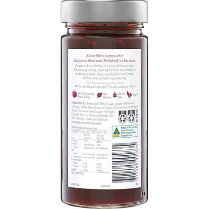 Relish | Balsamic Beetroot Relish (Steve)- Gluten Free - No Added Colour &amp; No Added Preservatives - Beerenberg - 280gm