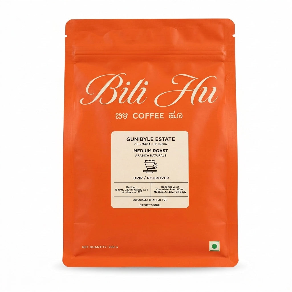 Coffee | Gunibyle Estate Medium Roast (Drip / Pourover)-Hand Picked, Craft Roasted – Bili Hu – 250gm