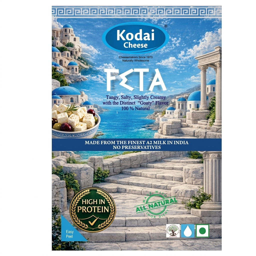 Feta Cheese - Pasteurized – Enriched With Probiotics – Kodai - 200gm