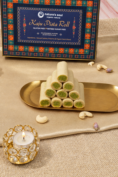 Kaju Pista Roll -Gluten Free - Made From 100% Natural Ingredients - No Preservatives &amp; Refined Sugar Free - Nature&