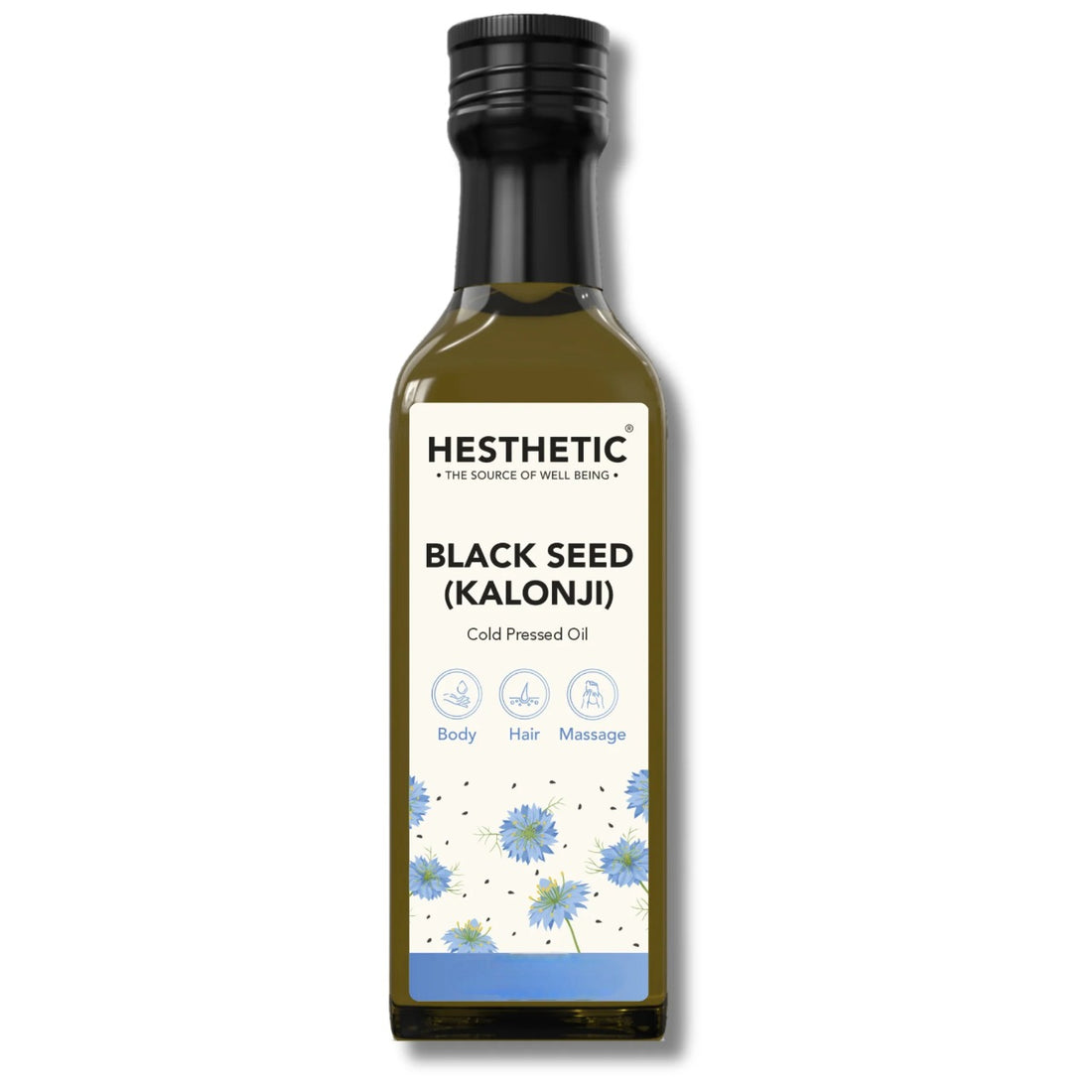 Kalonji Oil | Black Cumin Seed (Kalonji) – For Body, Hair &amp; Massage – Virgin Cold Pressed Oil – HESTHETIC – 250ml