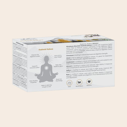 Tea | Kashmiri Kahwa - With Saffron Almond &amp; Authentic Spices - Made With Ethical &amp; Natural Herbs - Himalayan Mountain - Tea Bag 16+16n