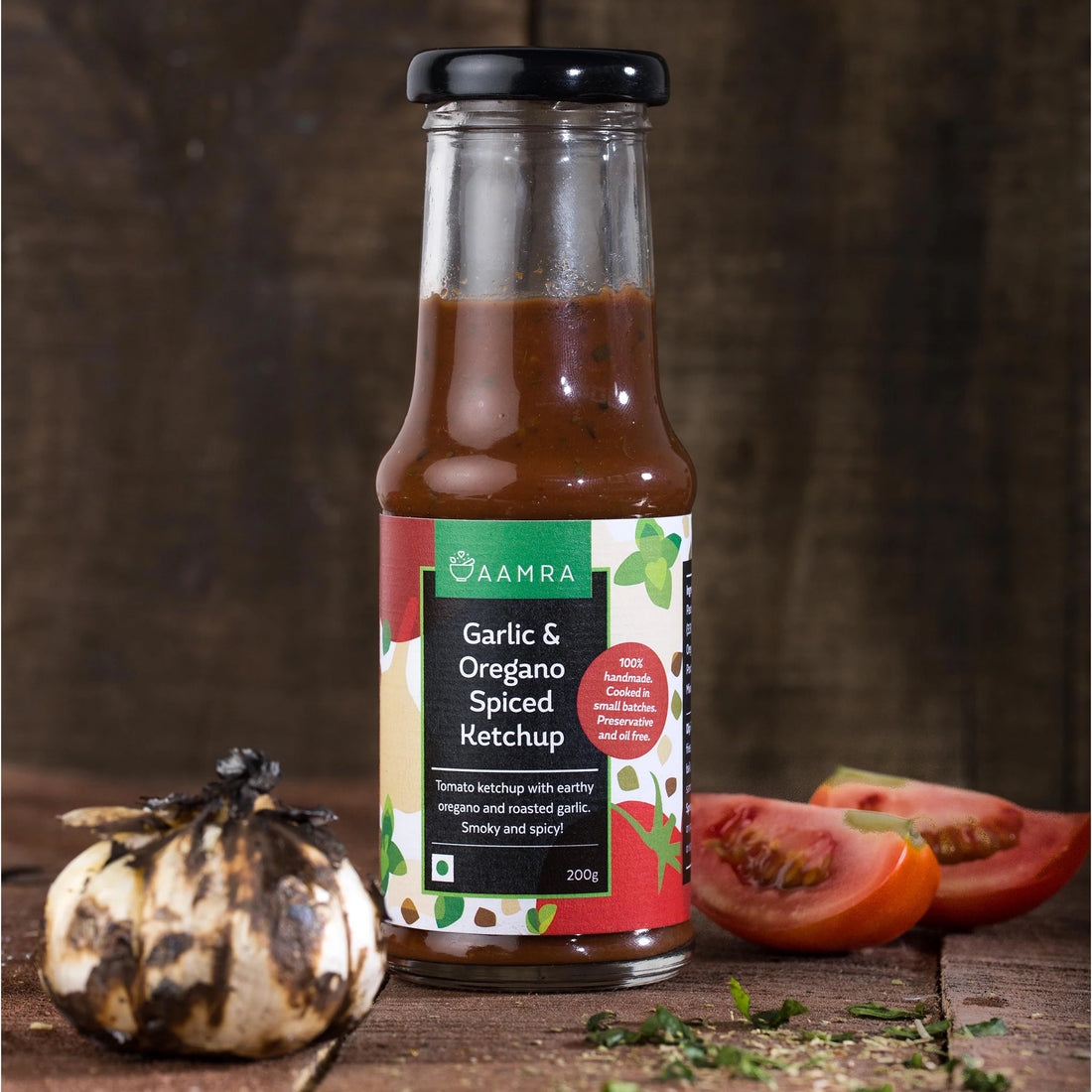 Garlic Oregano Spiced Ketchup - Aamra - 200gm