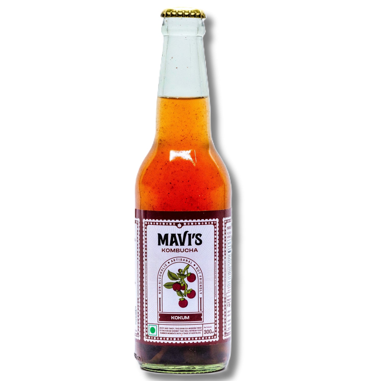 Kombucha | Kokum Kombucha - Raw &amp; Unpasteurized - Non Alcoholic - No Added Flavours &amp; No Preservatives - MAVI’s - 300ml
