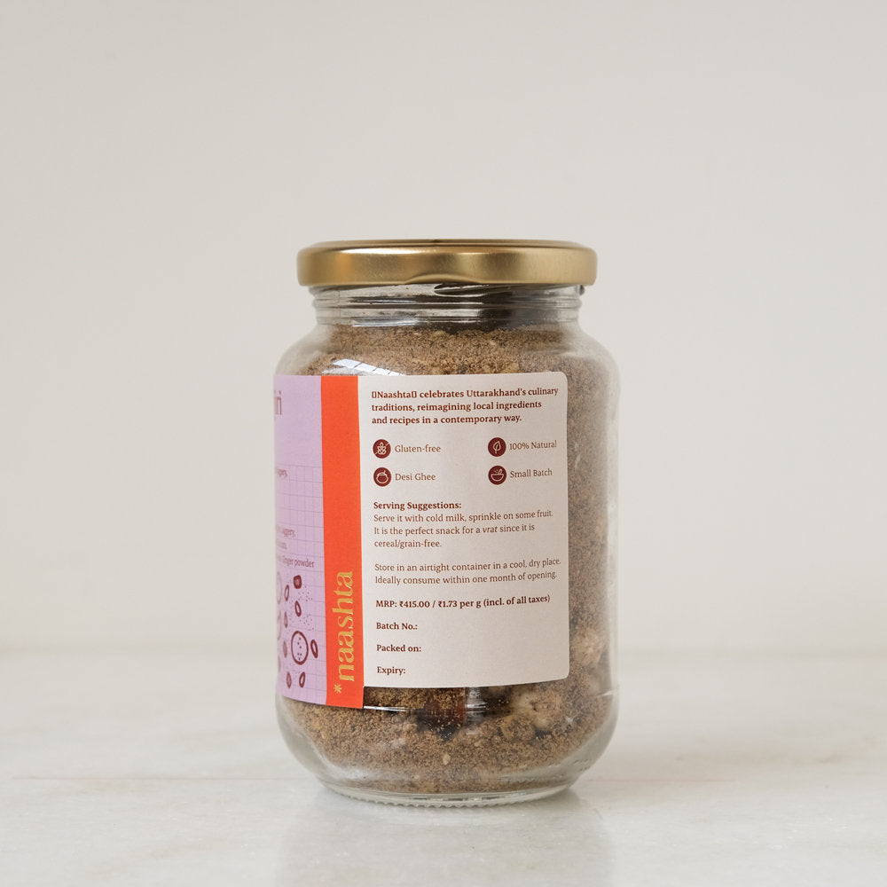 Panjiri | Kuttu Panjiri Granola (Buckwheat Flour Roasted With Jaggery, Fox Nuts And Dried Ginger) - Made In Desi Ghee - Natural - Gluten Free - Amrit Bhawan - 240gmf