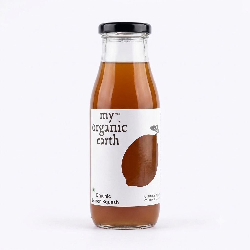Squash | Lemon Squash - Organic - Chemical Free, No Added Sweeteners, Preservatives, Synthetic Colours &amp; Essence - My Organic Earth - 350ml