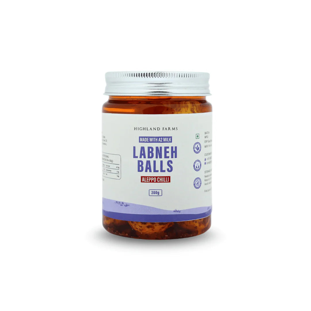 Cheese | Labneh Balls (Aleppo Chilli) - Made With A2 Milk - No Added Preservatives - Highland Farms - 200gm