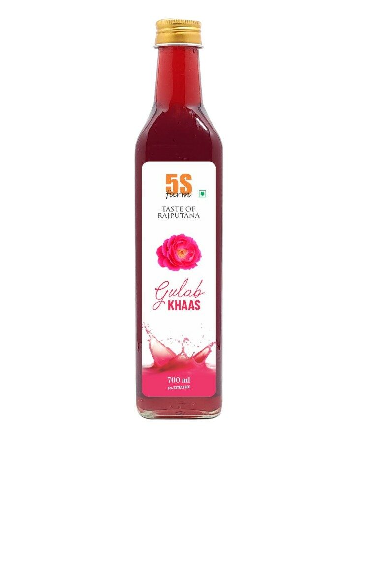 Sharbat | Gulab Khaas – Taste Of Rajputana - Natural Ingredients - No Added Artificial Colors, Distillation & No Added Preservatives – 5S Farm – 700ml