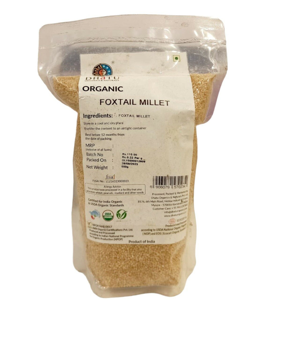 Foxtail Millet | Good For Cardiac Health, Skin &amp; Hair Growth - USDA Organic – Dhatu Organic – 500gm
