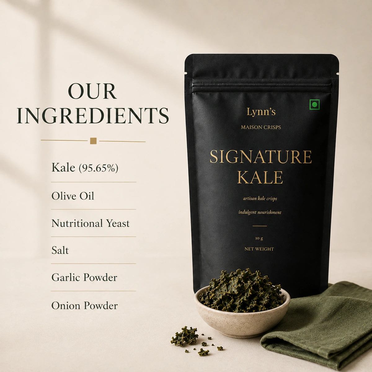 Chips | Signature Kale Crisps- Savoury snack-  No Added Preservatives -Lynn&