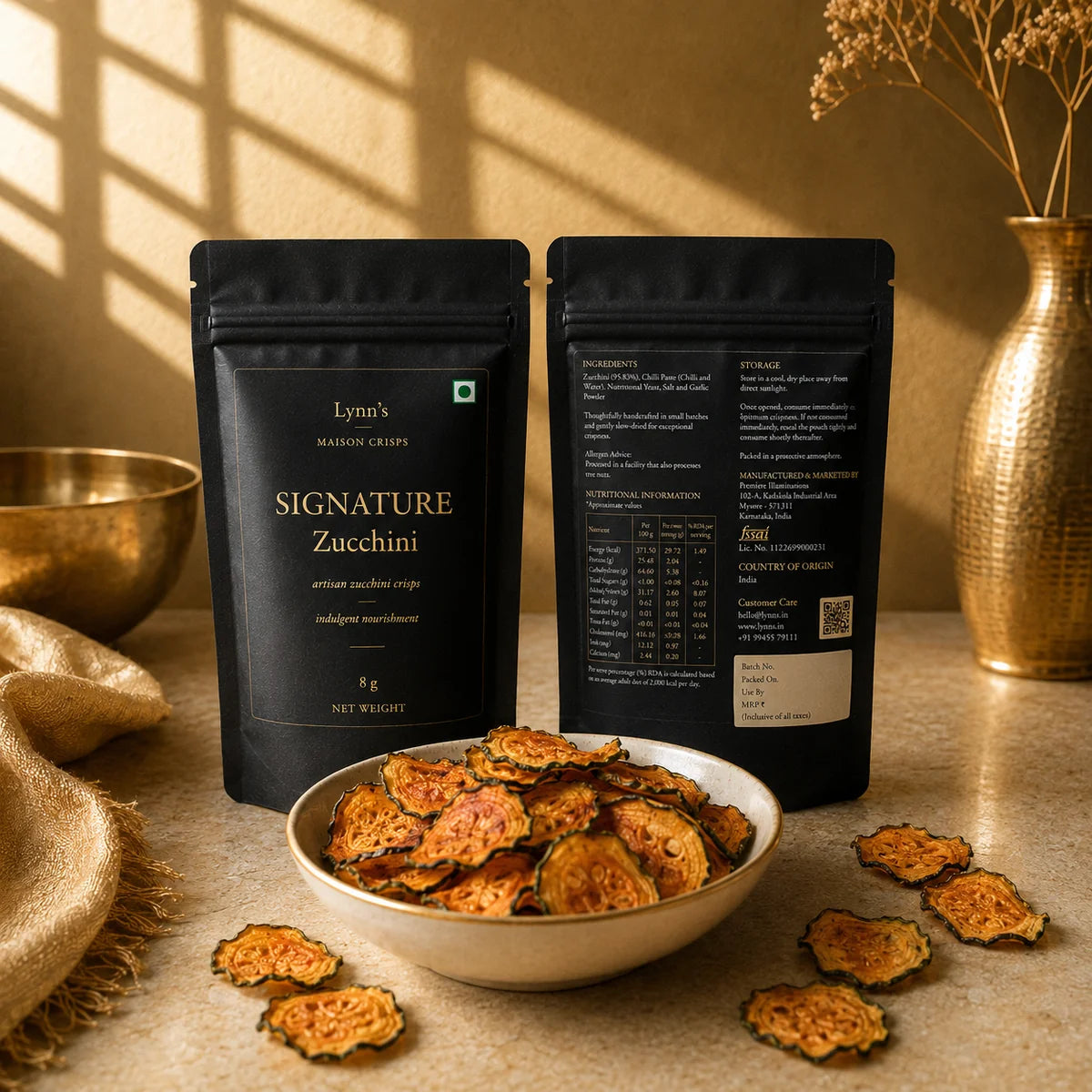 Chips | Signature Zucchini Crisps - Savoury snack-  No Added Preservatives -Lynn&