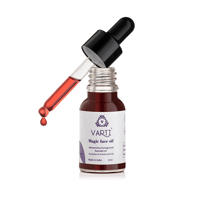 Face Oil | Magic Face Oil (Blended In Almond, Olive, Pomegranate And Olive Oil) - 100% Organic – Parabens Fee , Silicone Free, No Fillers, No Mineral Oils &amp; No Added Synthetics Or Additives – Varti Ayurvedz – 100ml
