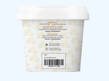 Ice Cream | Amreli Kesar Mango – Hand Crafted Ice Cream – 100% Natural – No Added Preservatives, No Oil Fat &amp; No Stabilisers – INDUS CREAMERY – 500ml