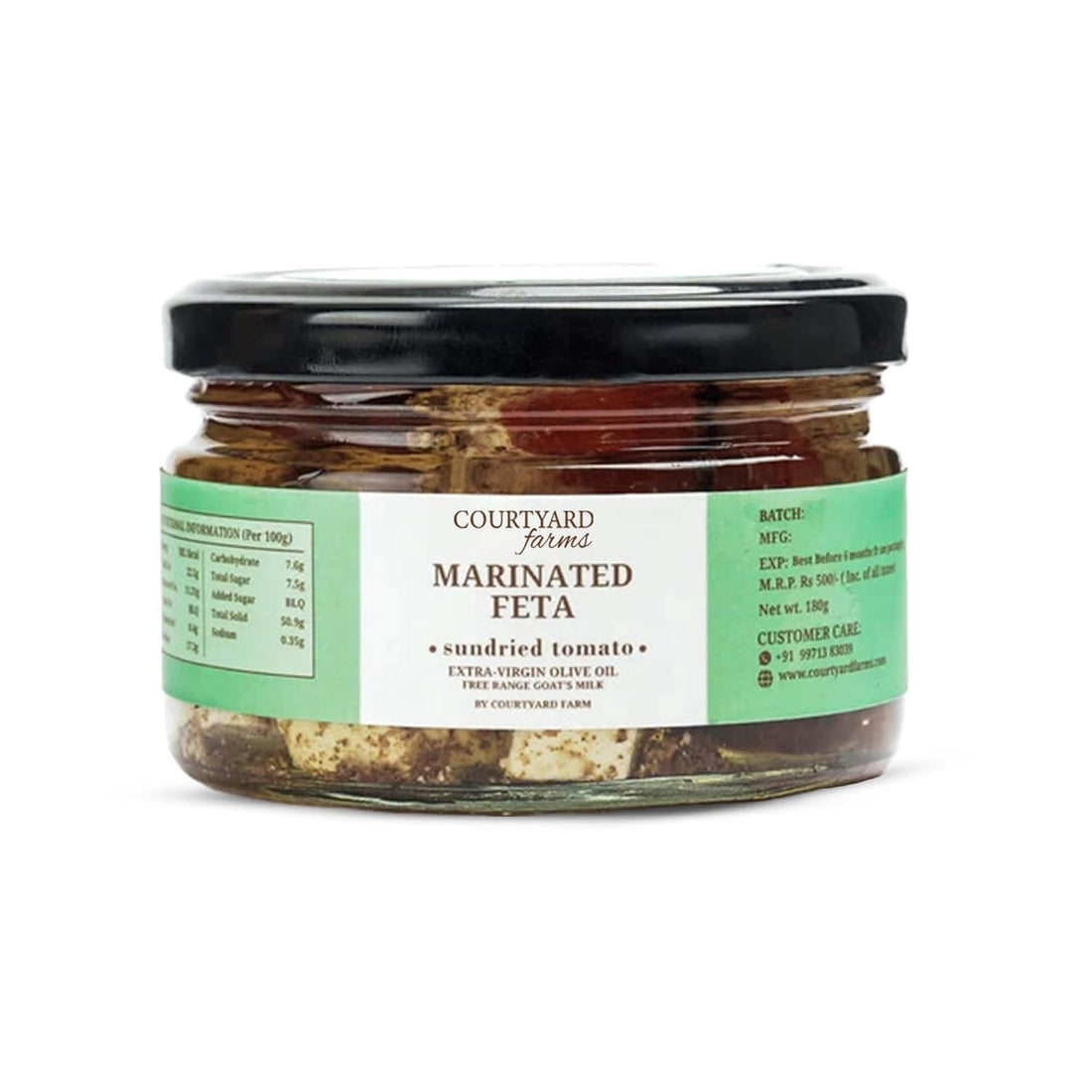 Feta | Marinated (Sundried Tomato) – Extra Virgin Olive Oil – Free Range Goat’s Milk – No Added Preservatives – Courtyard Farms – 230gm