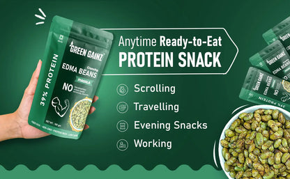 Edama Beans | Crunchy &amp; Roasted  (Masala) Edma Beans- 39% Protein Per Serving - Fiber Rich, Protein Rich - Low Carb- No Added Preservatives &amp; Sugar  - Green Gainz- 100gm