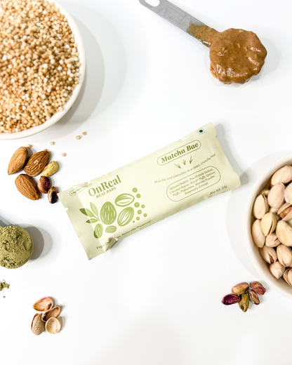 Bar | Matcha Bae (Match and pistachio in a clean,Crunchy) - 15g Plant Protein  – Vegan, Gluten Free , Naturally Preserved – OnReal 55gm
