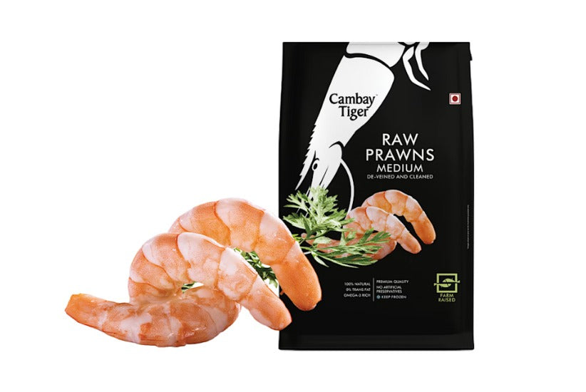 Medium Prawns - Antibiotics And Hormone Free - Cambay Tiger - 600gm