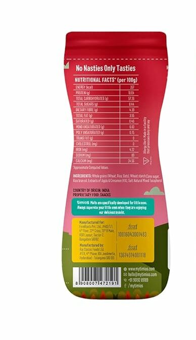 Melts | Apple &amp;amp; Cinnamon Melts - For Babies - Non Fried Whole Grain Snack - High In Protein, Iron, No Added Preservatives, Flavor &amp;amp; No Added Colors – Timios – 50gm