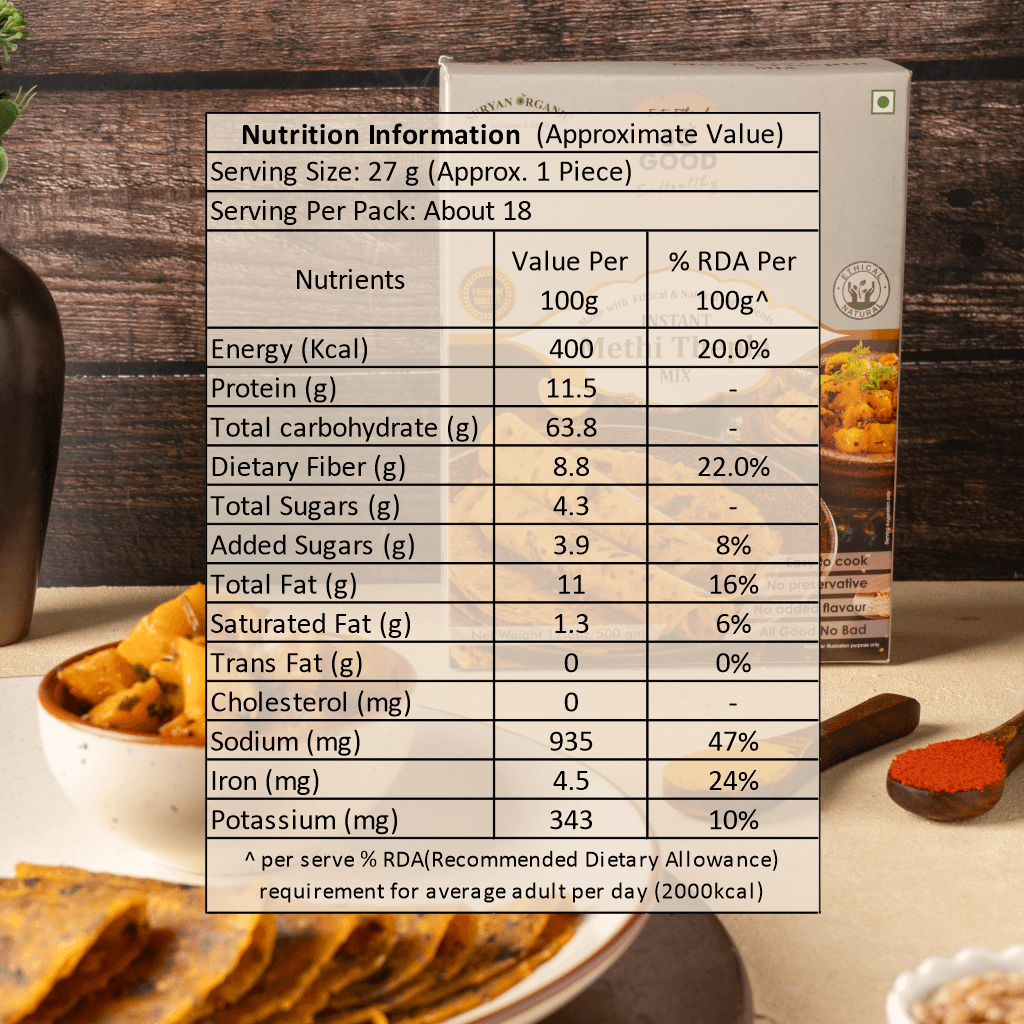 Methi Thepla | Instant Methi Thepla Mix (Made With Ethical Ingredients) -Gluten Free- No Added Preservatives &amp; No Added Flavour - SOSE – 500gm